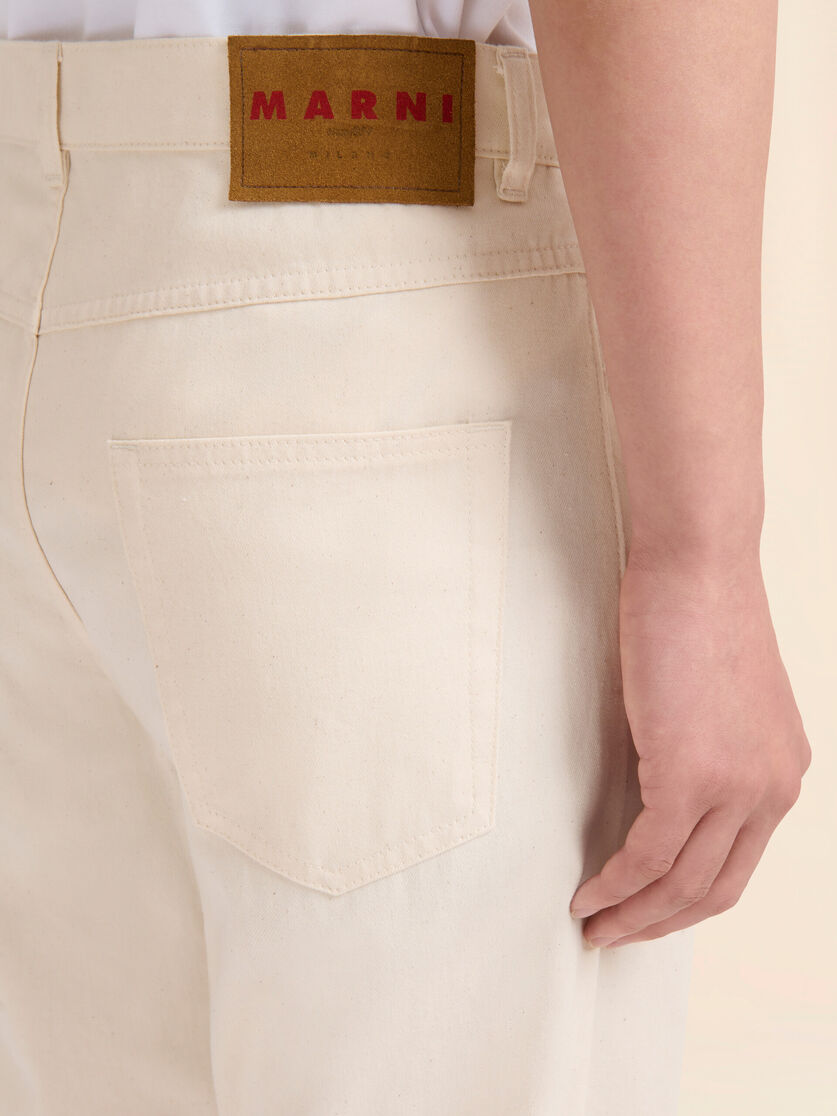 Cream denim wide-leg jeans with Trunkaroo plaque - Pants - Image 4
