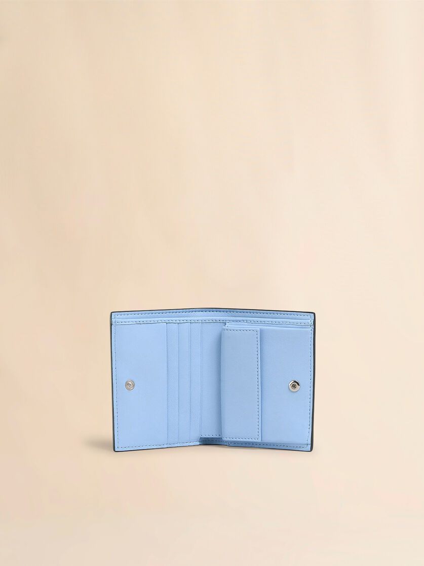 Blue leather bifold wallet with raised Marni logo - Wallets - Image 2