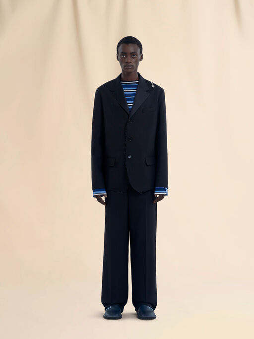 Black single breasted wool jacket with Baguette logo - Jackets