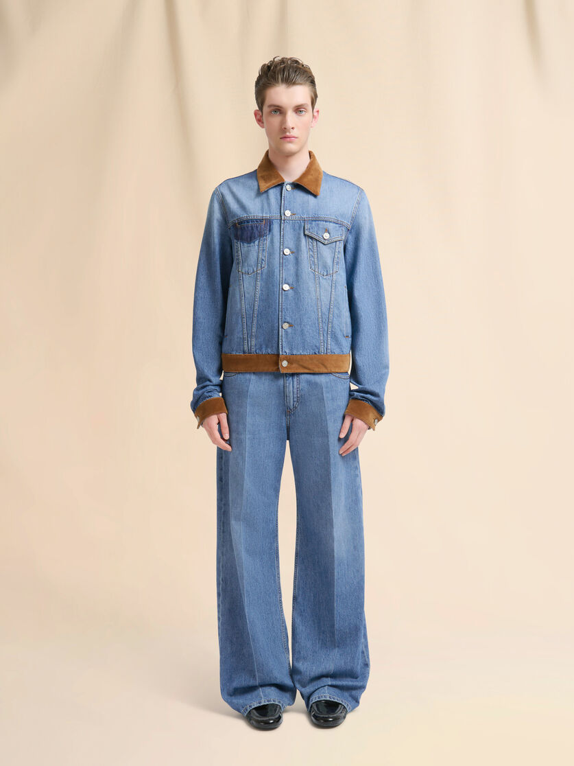Blue denim trucker jacket with patch on back - Jackets - Image 2