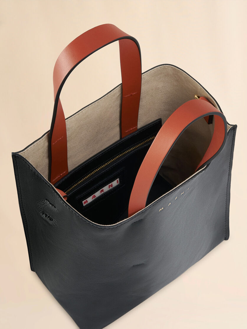 Museo Soft Mini Bag in grey black and red leather - Shopping Bags - Image 3