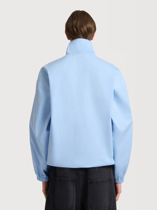 Light blue poplin shirt with funnel neck - Shirts