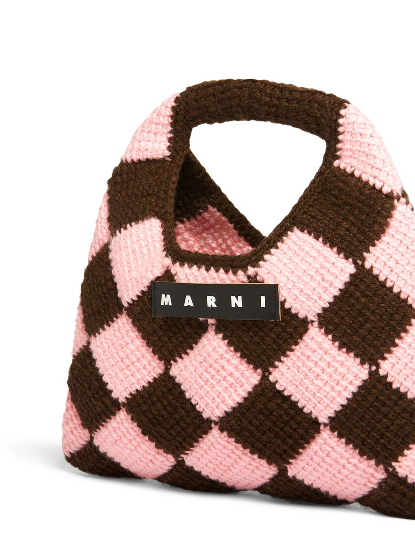 MARNI MARKET DIAMOND mini bag in blue and brown tech wool - Shopping Bags - Image 4