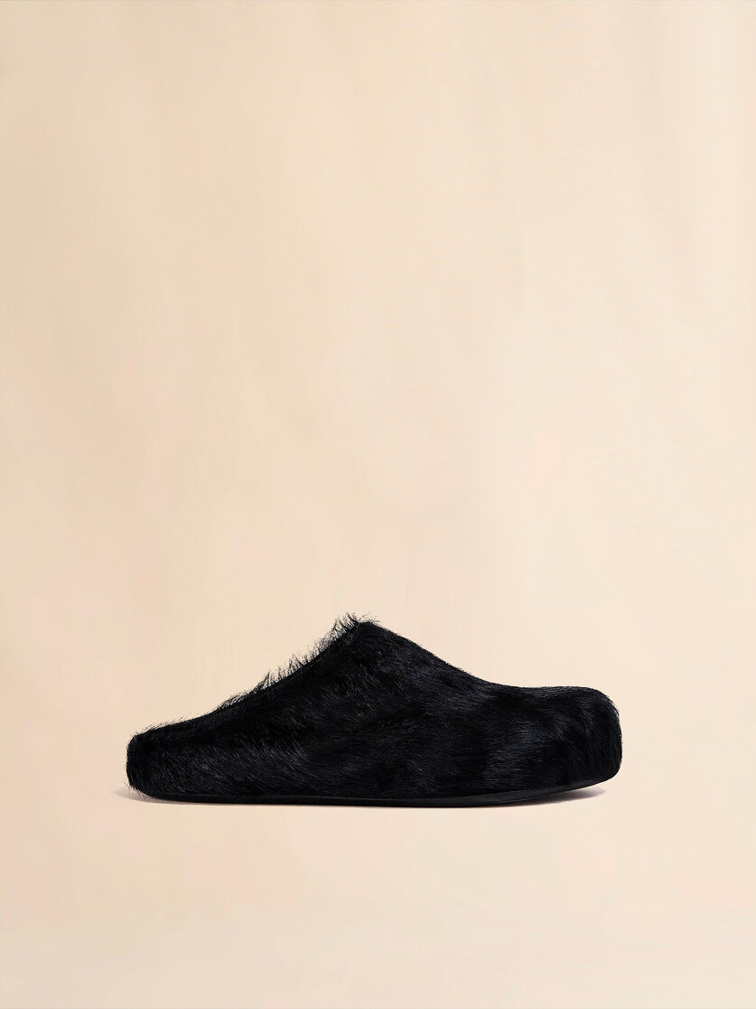Blue long hair calfskin Fussbett sabot - Clogs - Image 1