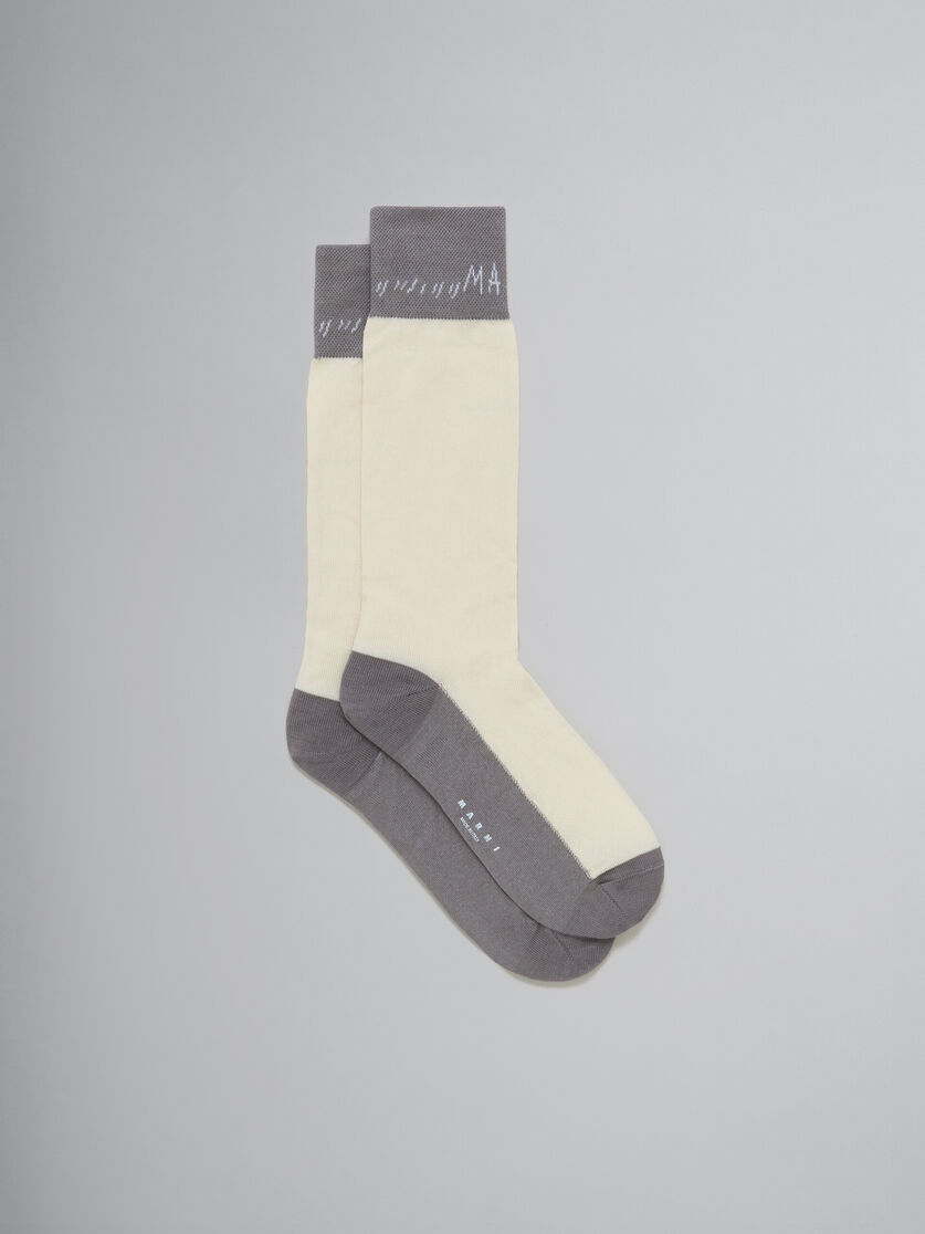 Pink colour-block cotton socks with Marni mending - Socks - Image 1