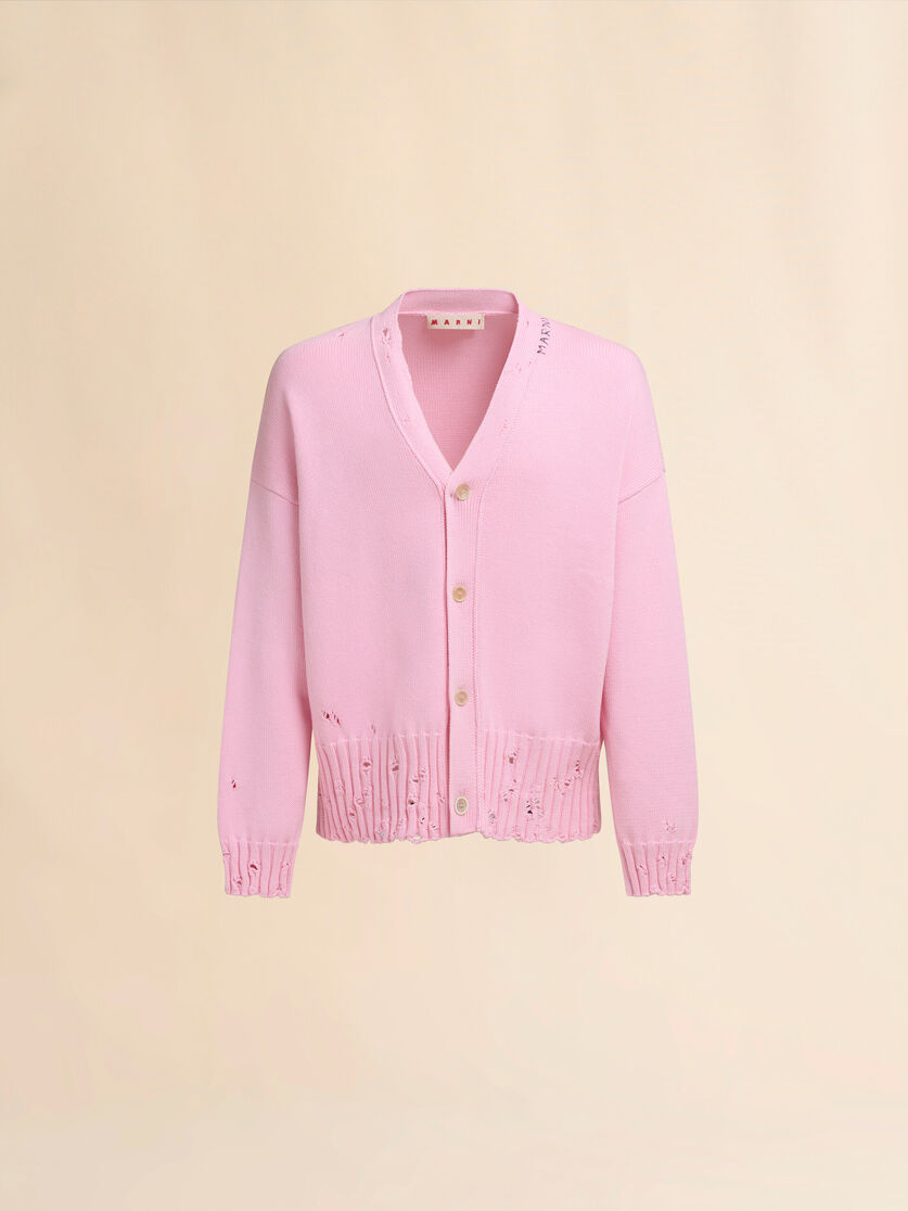 Pink cotton cardigan with Marni Symbol - Pullovers - Image 1