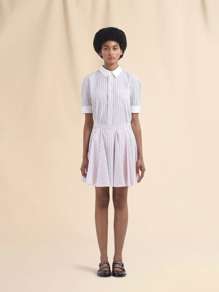 Red striped poplin Miniskirt - Skirts - Image 2