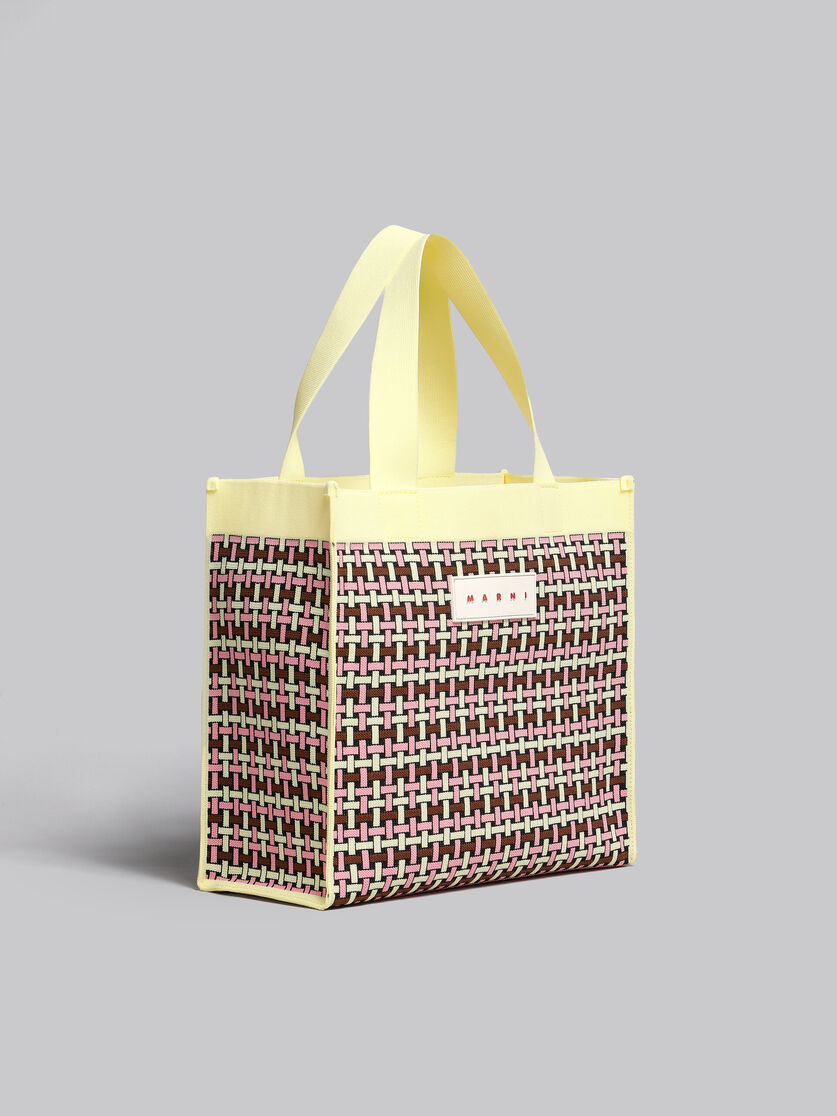 Light yellow brown and pink jacquard shopping bag - Shopping Bags - Image 6