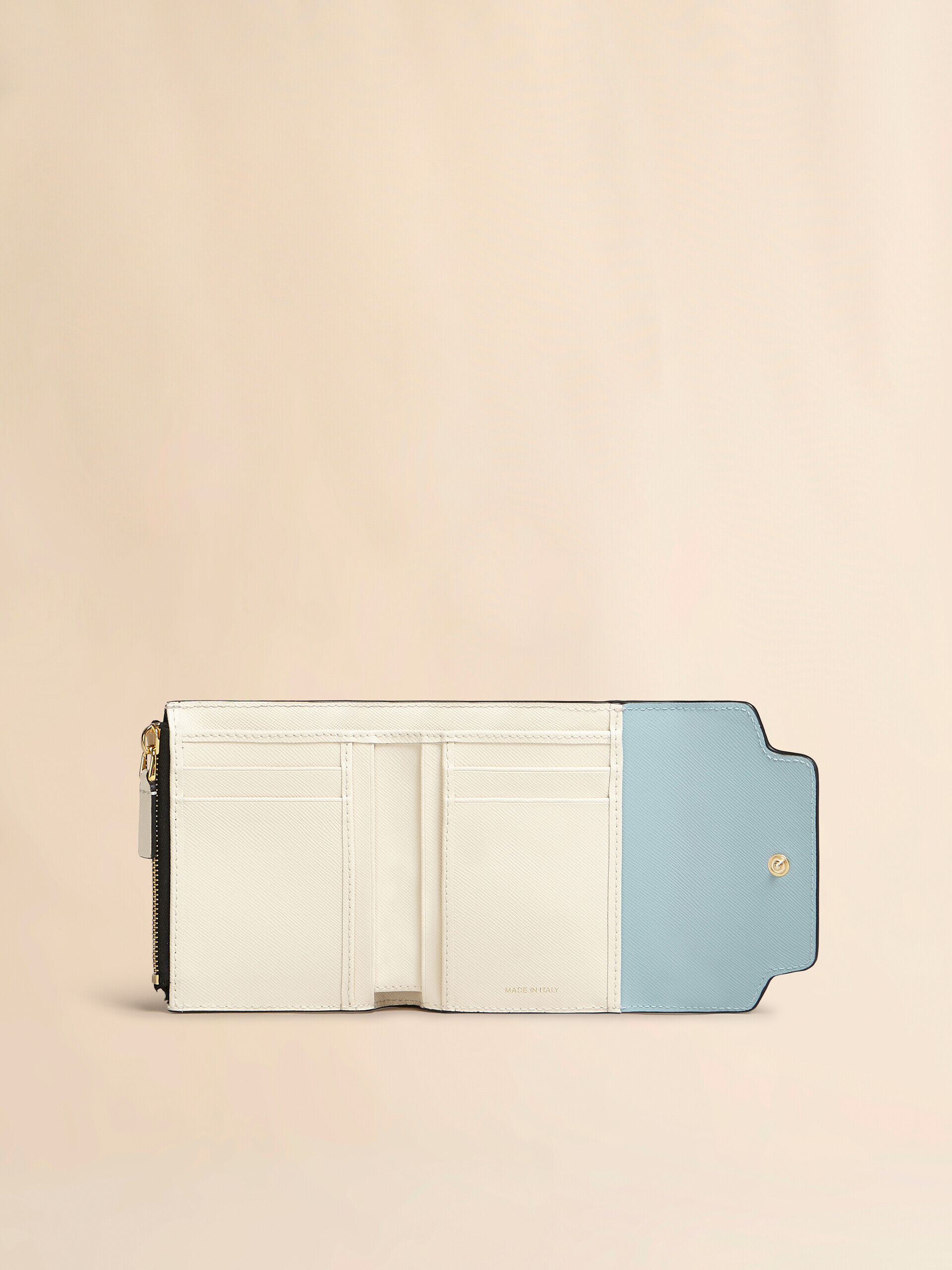 ライトブルー、ベージュ、ホワイト サフィアーノレザー製ウオレット