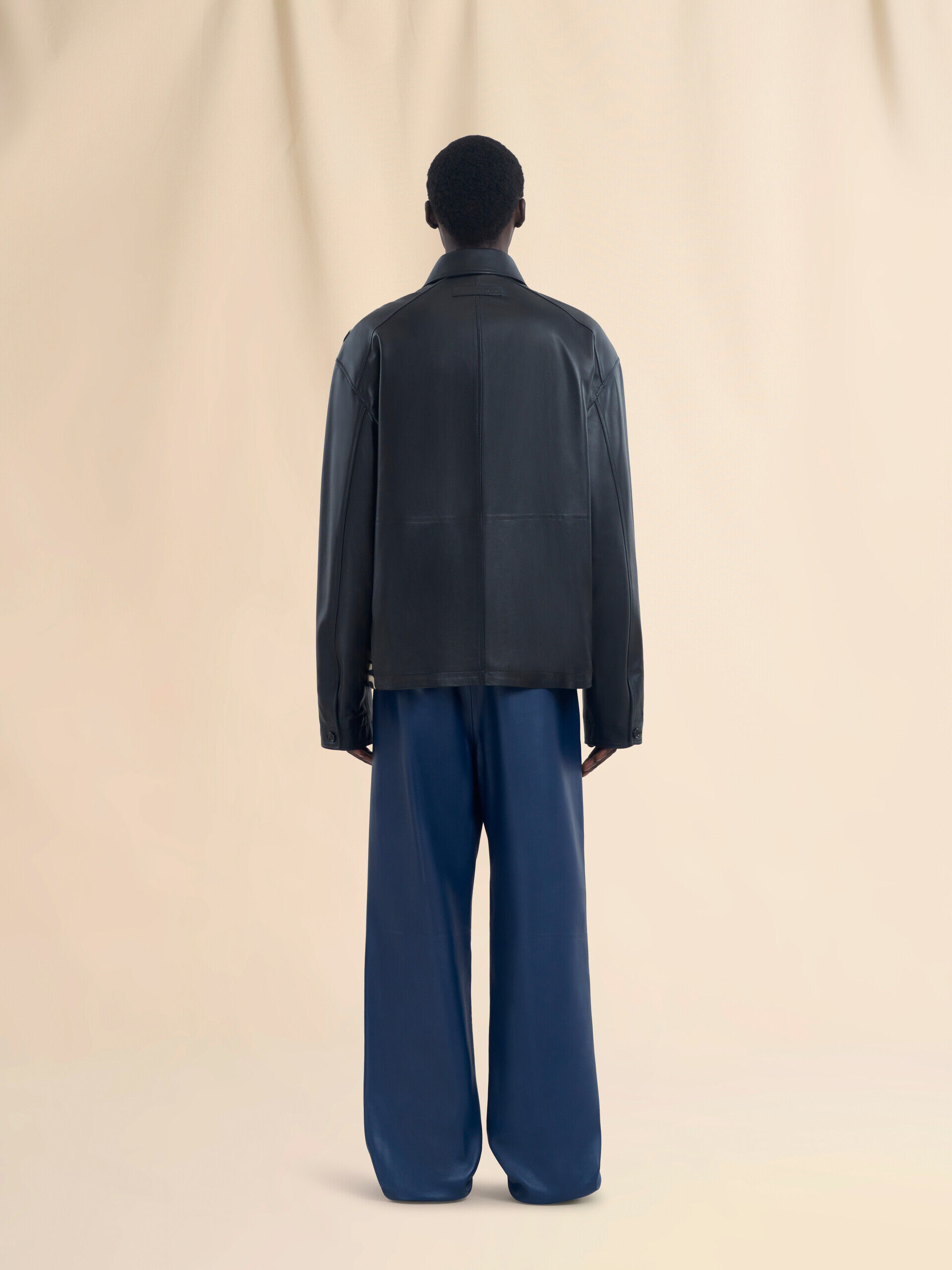 ブラック レザー＆タイガープリント・シアリングジャケット | Marni