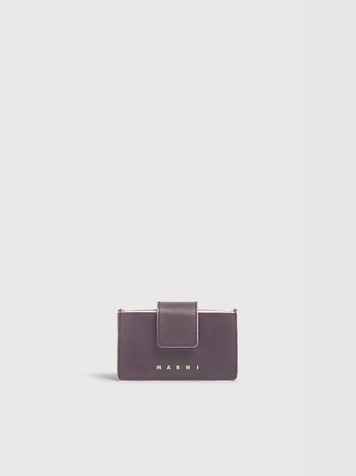 Purple leather cardholder with foil logo - Wallets