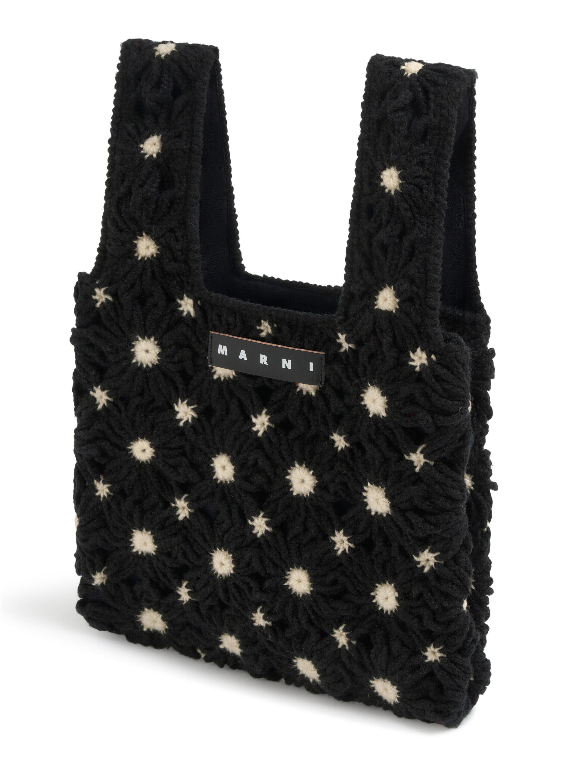 【限定セール！】 ブラック ベージュ MARNI MARKET クロシェ フィッシュミニバッグ バッグ