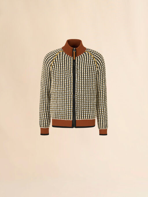 White bouclé tweed-effect jumper with zip - Pullovers