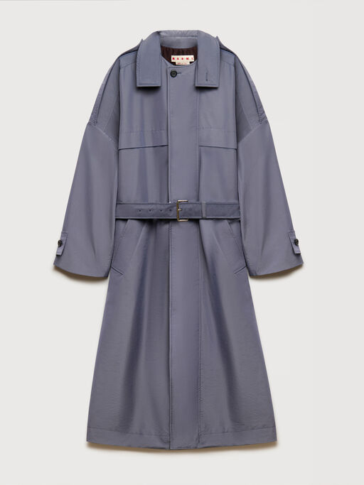 Grey nylon trench coat with belt - Coats