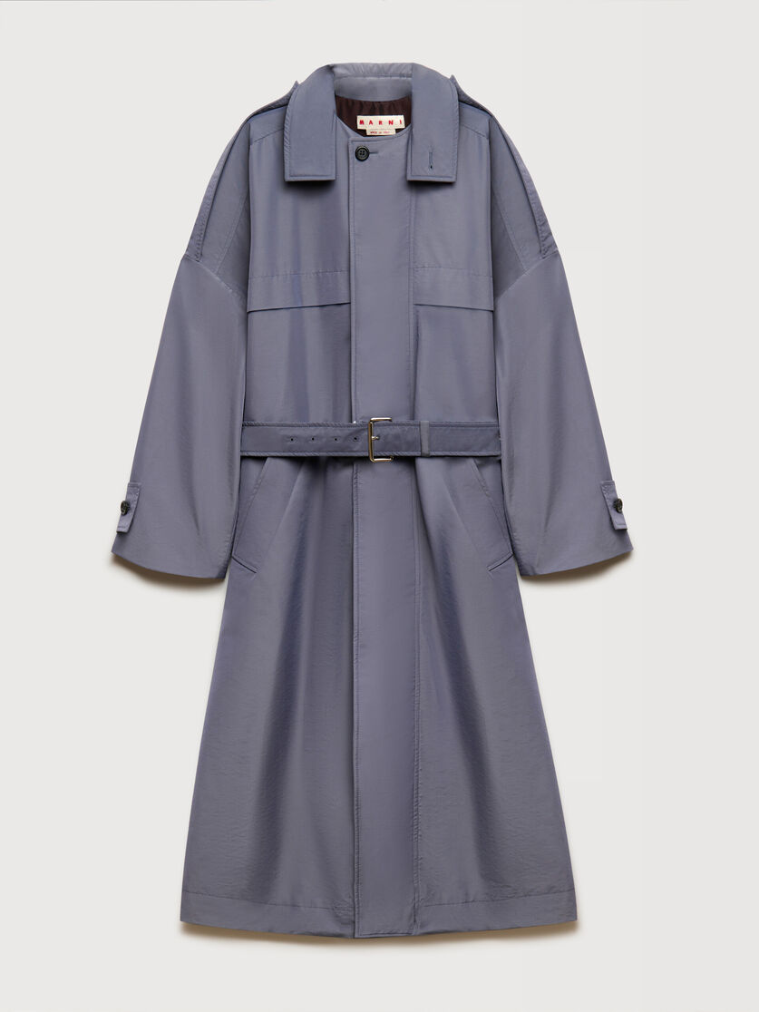 Grey nylon trench coat with belt, Image 1
