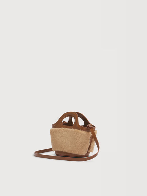 Microbolso Tropicalia beige de piel y pelo sint&eacute;tico - Bolsos de mano