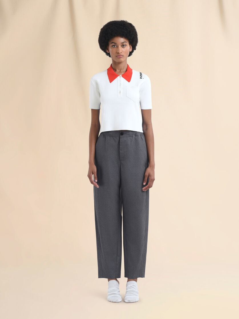 グレー ウール製ストレートパンツ、マルニシンボル入り | Marni