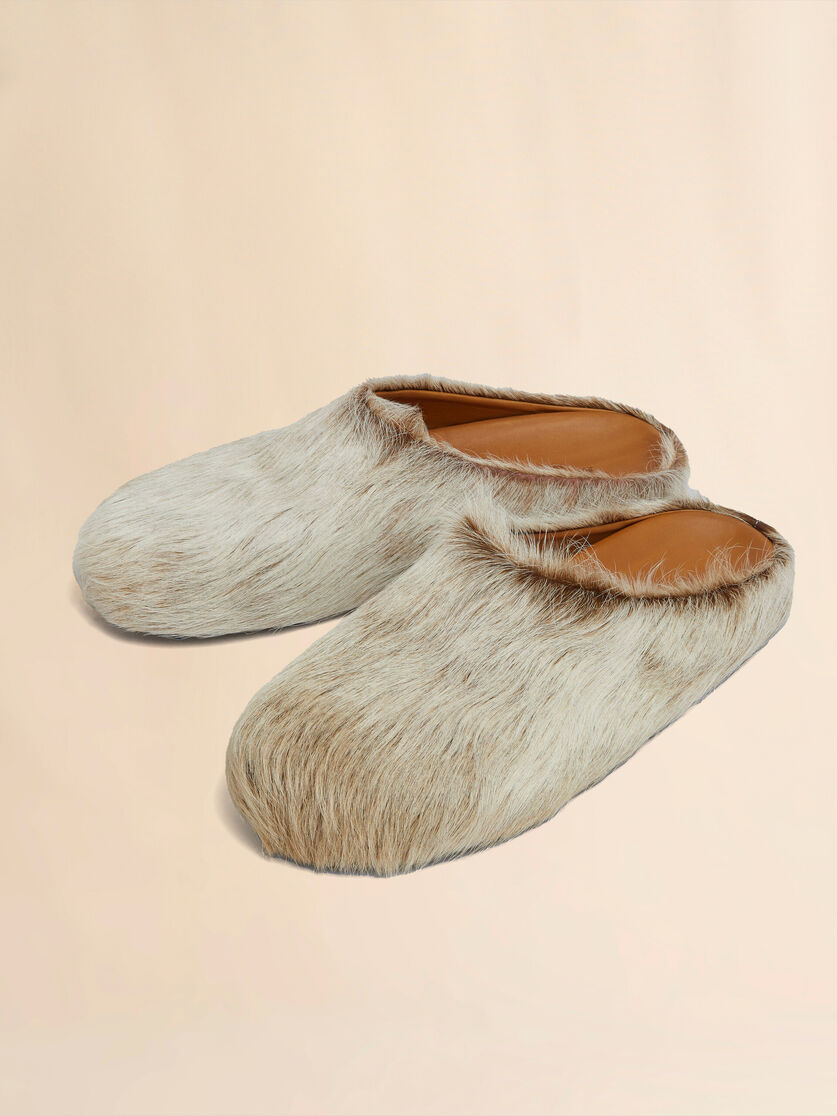 Blue-grey long hair calfskin Fussbett sabot - Clogs - Image 5