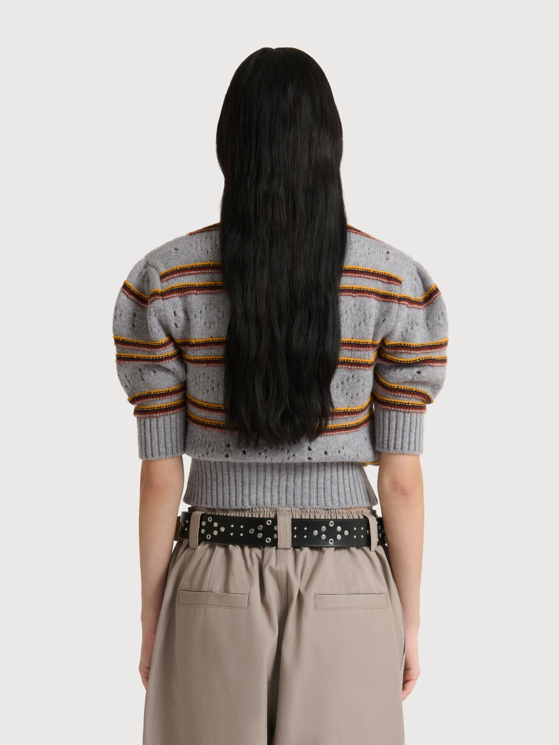 Gray cashmere sweater with openwork knit | Marni