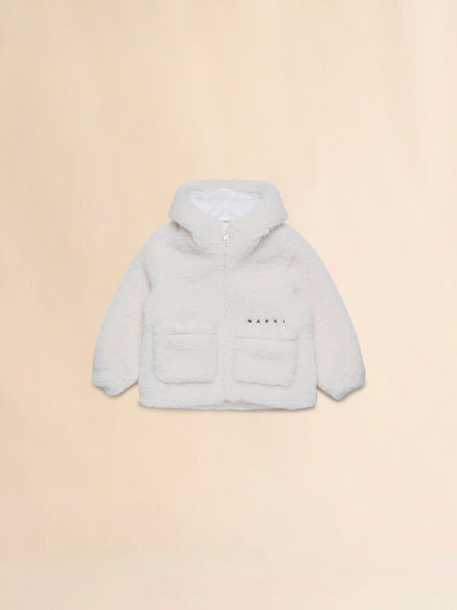 Off-white faux fur jacket with embroidered logo - Jackets