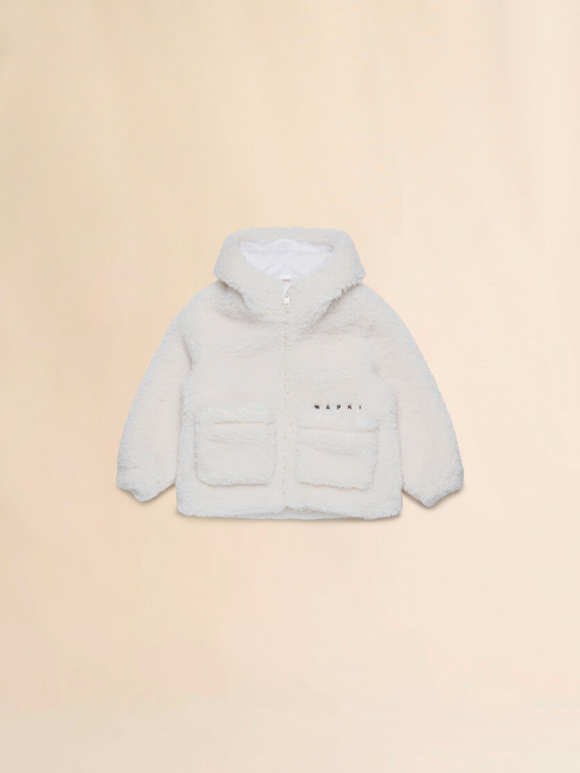 Off-white faux fur jacket with embroidered logo - Jackets - Image 1