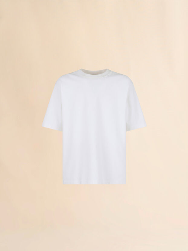 ホワイト オーガニックコットン製オーバーサイズTシャツ マルニパッチ付き - シャツ
