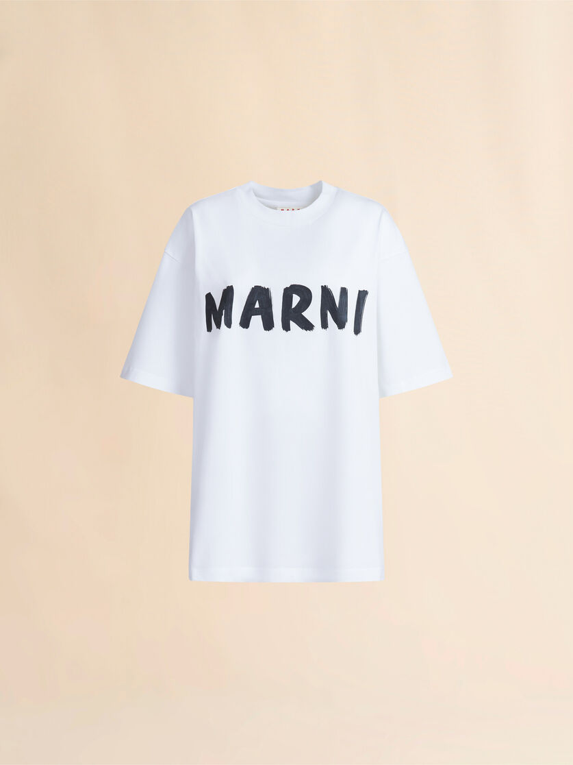 Blue organic cotton T-shirt with logo - T-shirts - Image 1