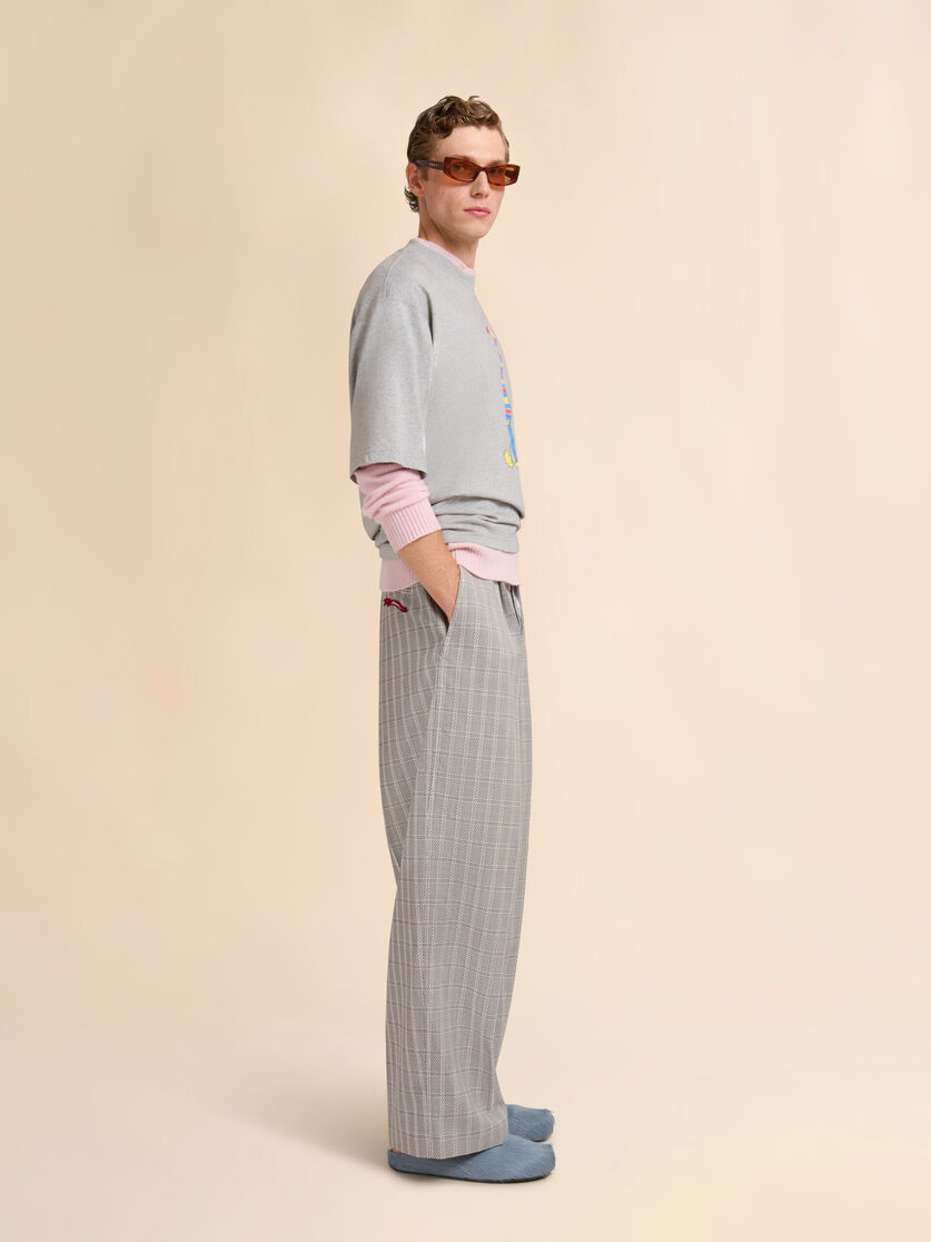 Grey cotton T-shirt with Marni Animal Alphabet "I" print, Image 5