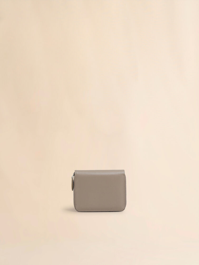 Black leather zip-around compact wallet with raised Marni logo - Wallets - Image 3