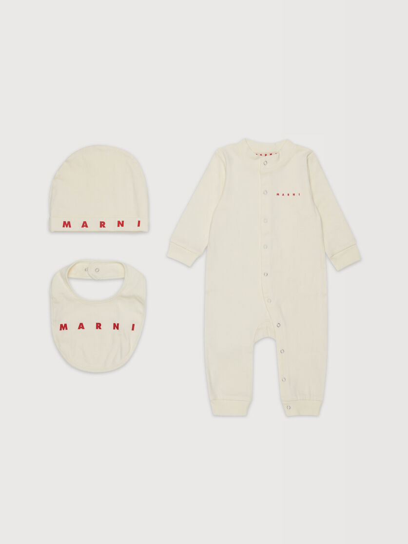 Beige cotton newborn set with Marni logo, Image 1