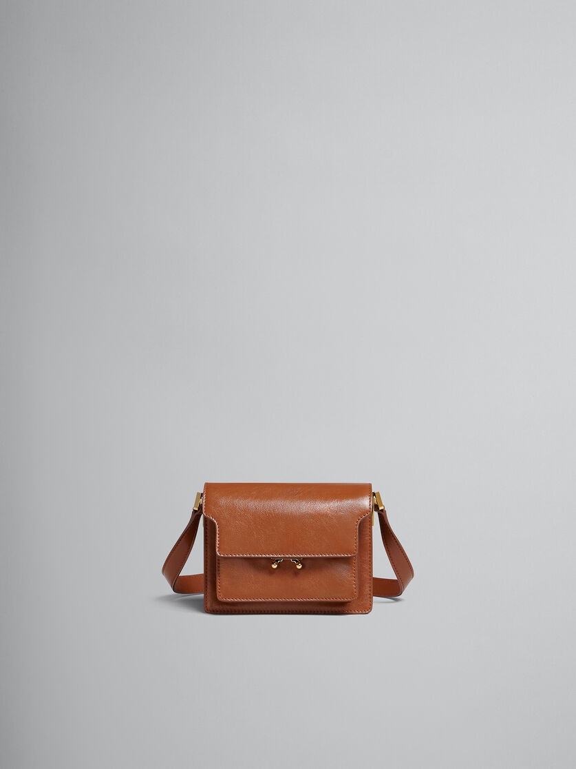 TRUNK SOFT mini bag in brown leather