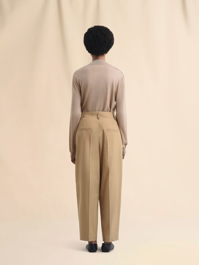 Soft beige wool blend trousers with Marni Symbol - Pants - Image 3
