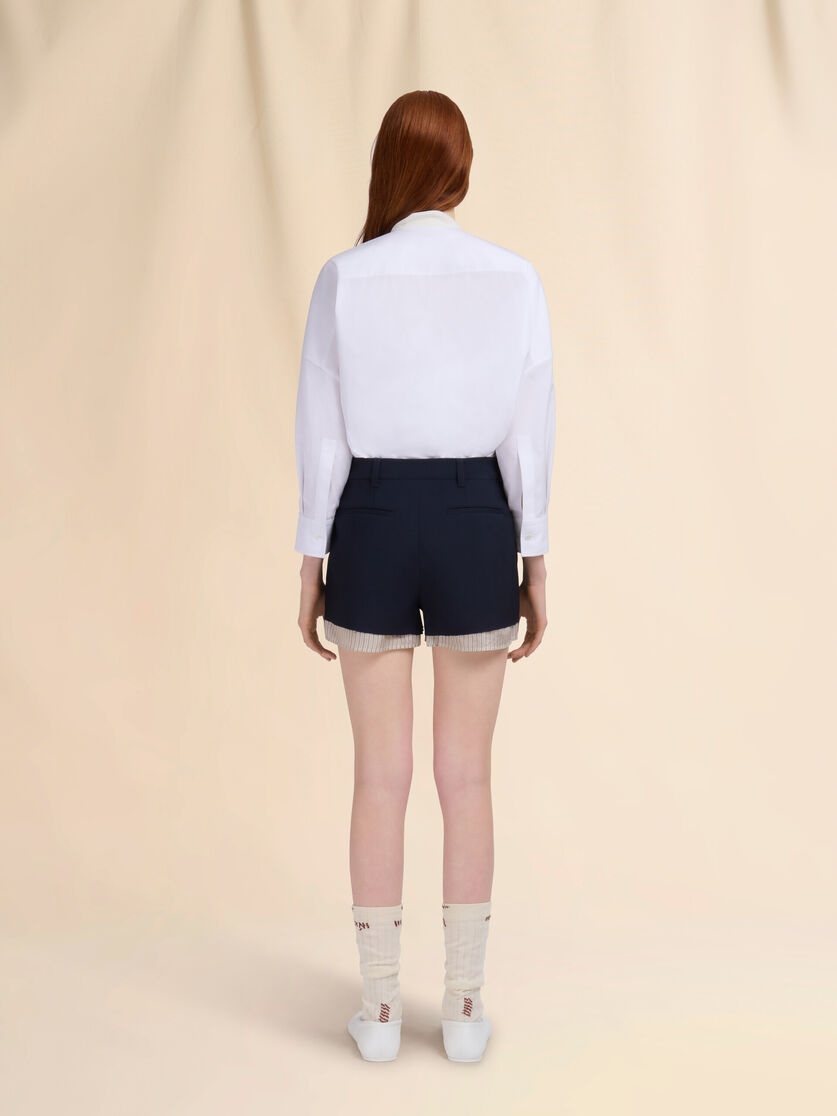 Pantalón corto de lana azul oscuro con forro visible - Pantalones - Image 3