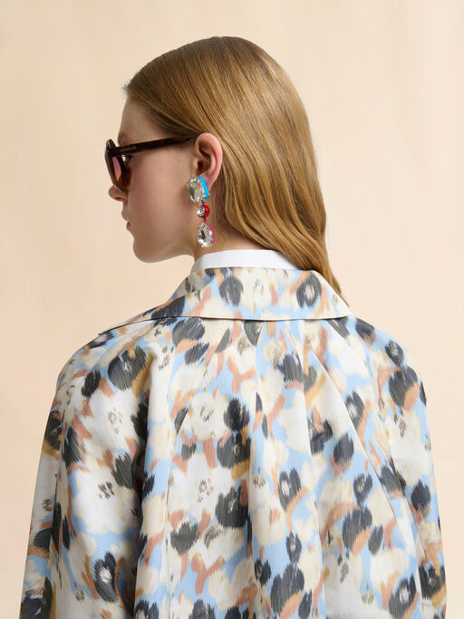 Blue duchesse reversible coat with contrast prints - Coats