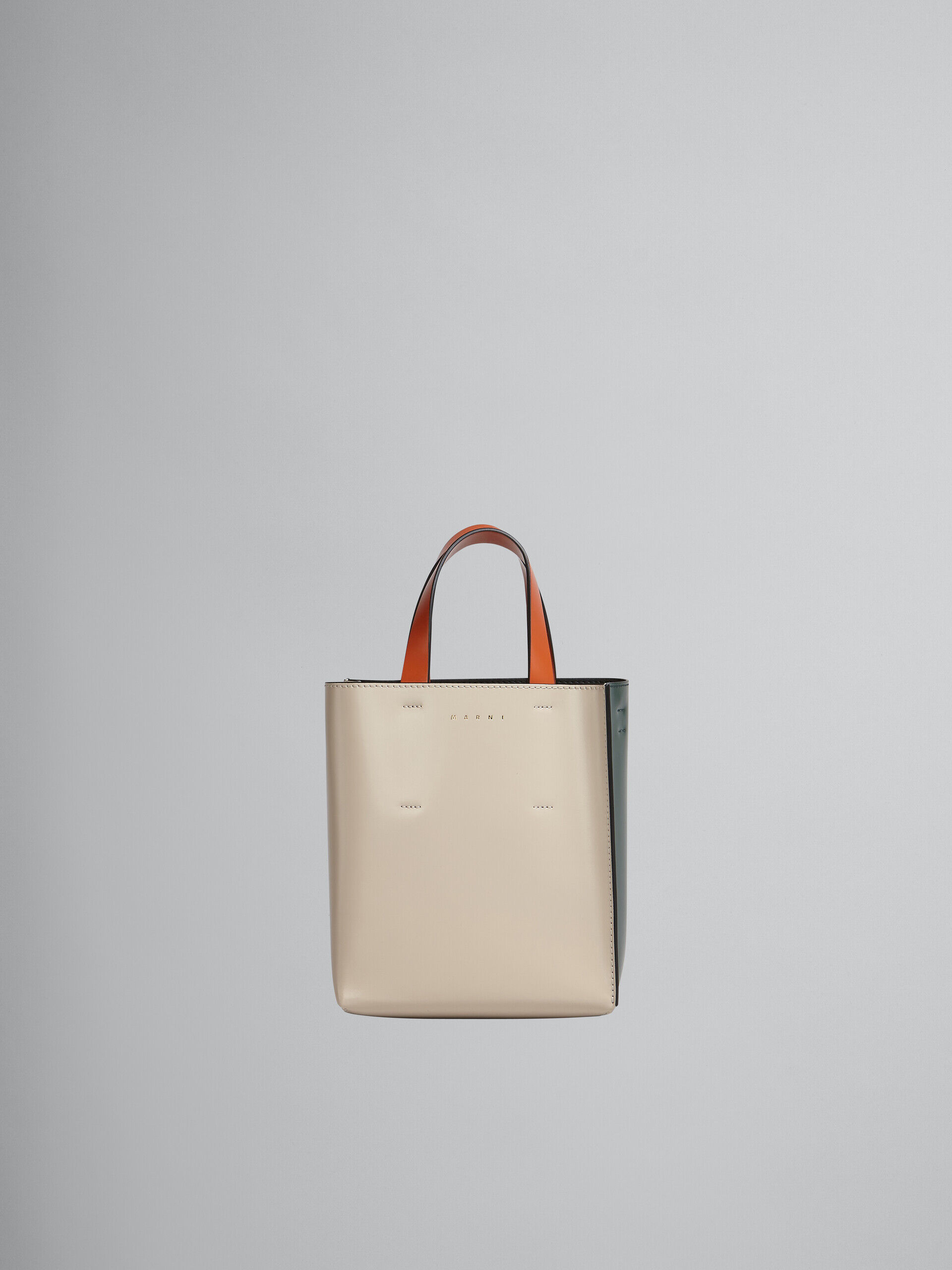 Bi-coloured MUSEO bag in shiny calfskin with shoulder strap | Marni