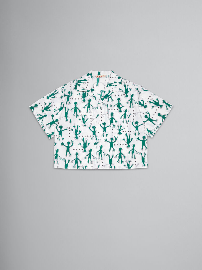 White poplin shirt with Frog print - Shirts - Image 1