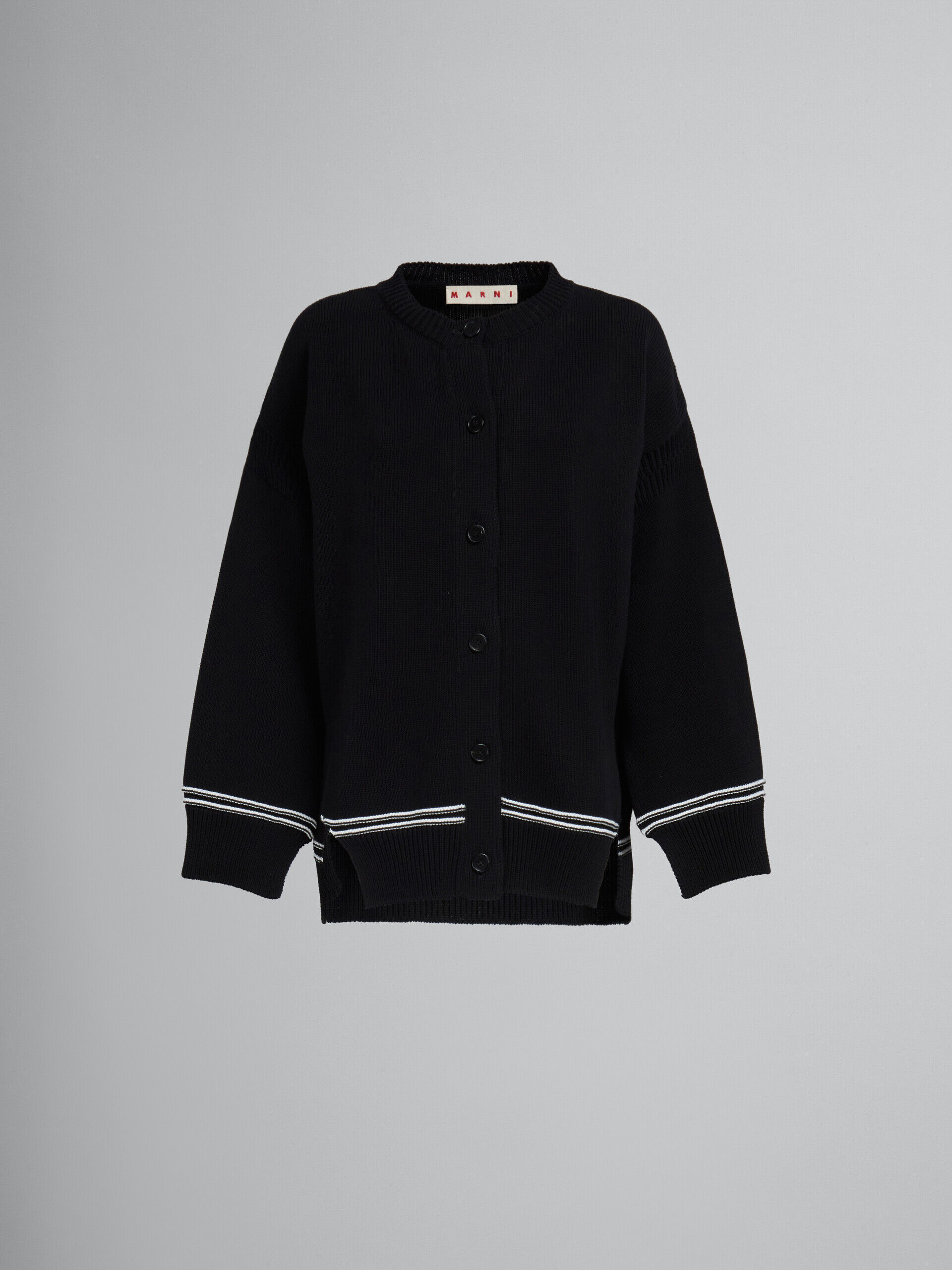 ブラック マキシロゴ入り コットンカーディガン | Marni