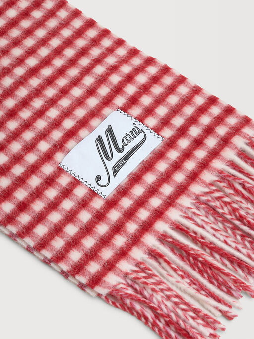 Double check wool and mohair red and white scarf - Scarves