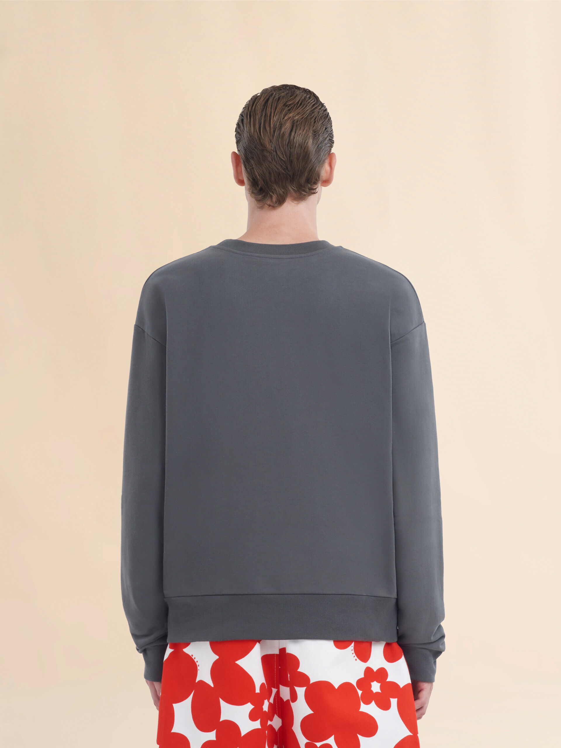Grey jersey sweatshirt with Marni Caos logo | Marni Grey jersey sweatshirt with Marni Caos logo | Marni