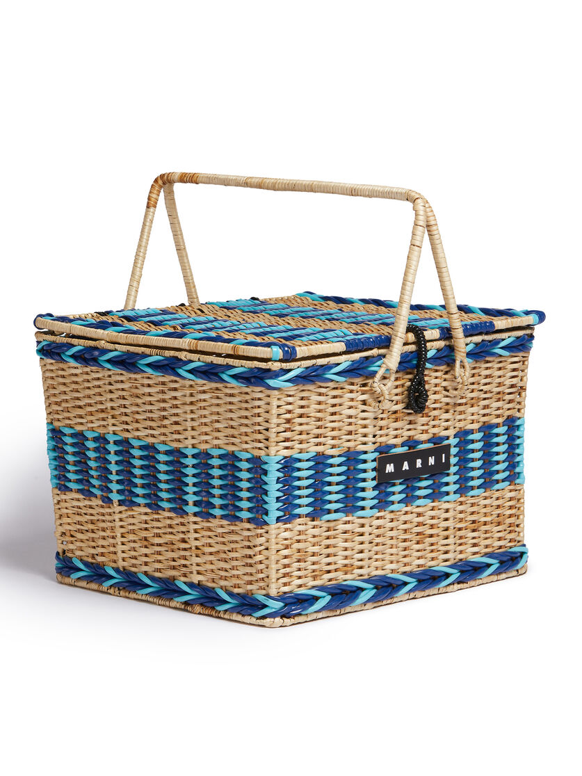 Blue and beige natural fibre MARNI MARKET picnic basket - Accessories - Image 2