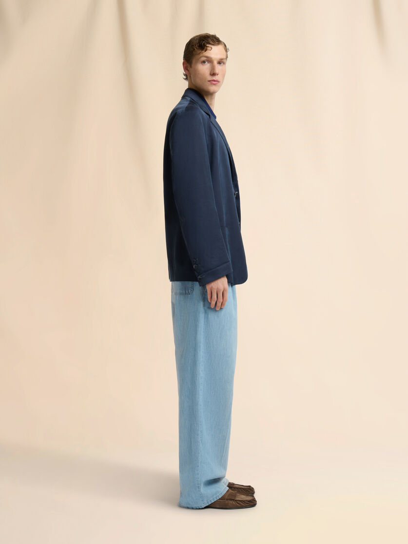 ブルー ストライプ入りリネンブレンドポロシャツ, Image 5