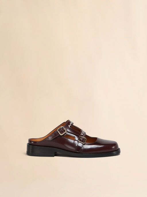 Bambi 3.0 Pantoletten aus bordeauxrotem Leder mit doppelter Schnalle - Sandalen