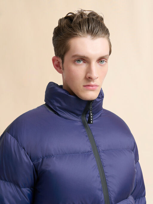 Dark blue ripstop nylon down jacket - Winter jackets