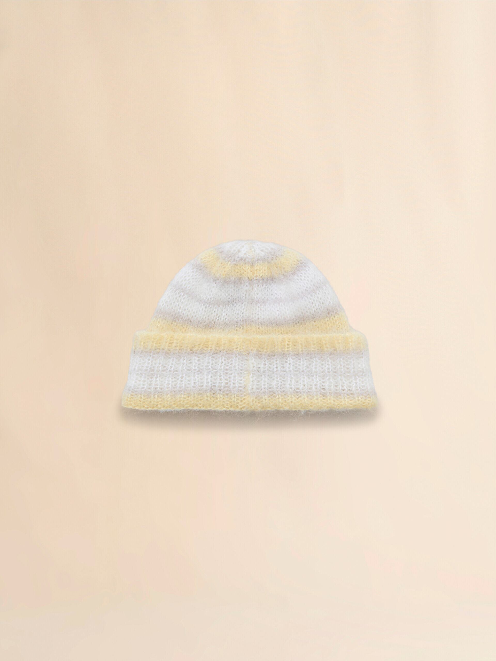 White brushed mohair beanie with stripes | Marni