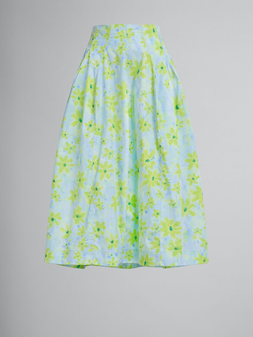Light green poplin high-waisted skirt with Parade print - Skirts - Image 1