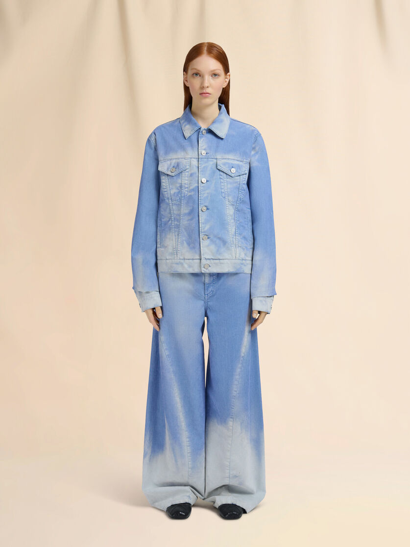 Giacca trucker in denim floccato blu chiaro - Giacche - Image 2