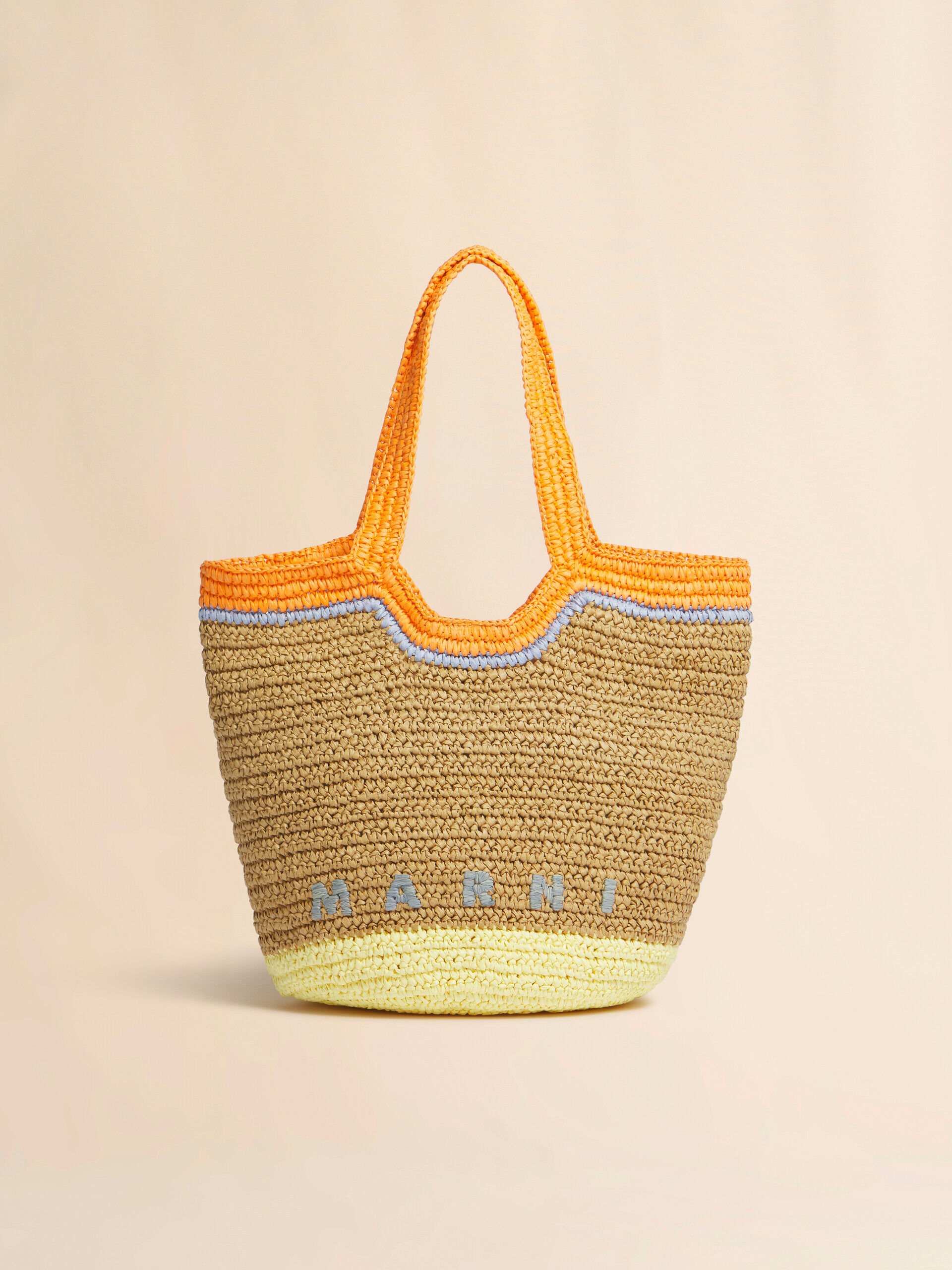 Orange and yellow paper raffia Seaside hobo bag | Marni Orange and yellow paper raffia Seaside hobo bag | Marni