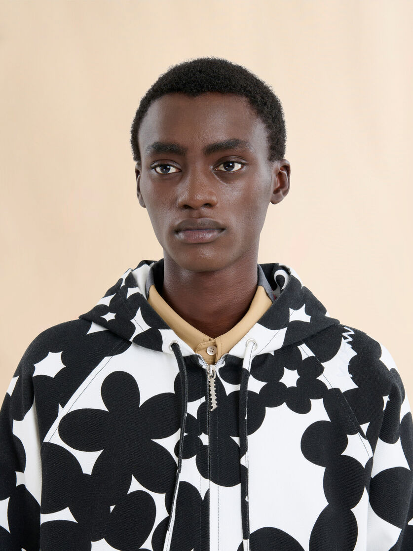 Cotton hoodie with black and white Dillies print - Jackets - Image 4