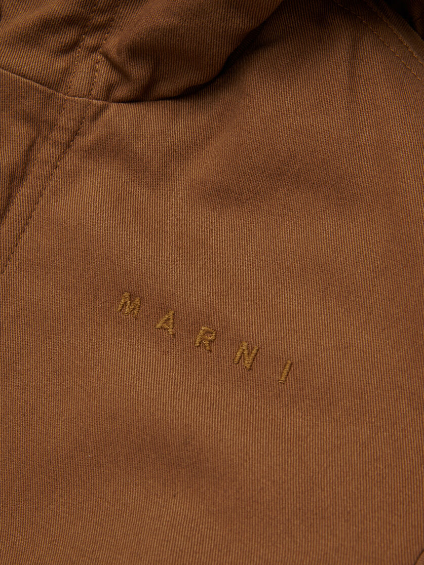 Brown cotton coat with drawstring - Jackets - Image 4