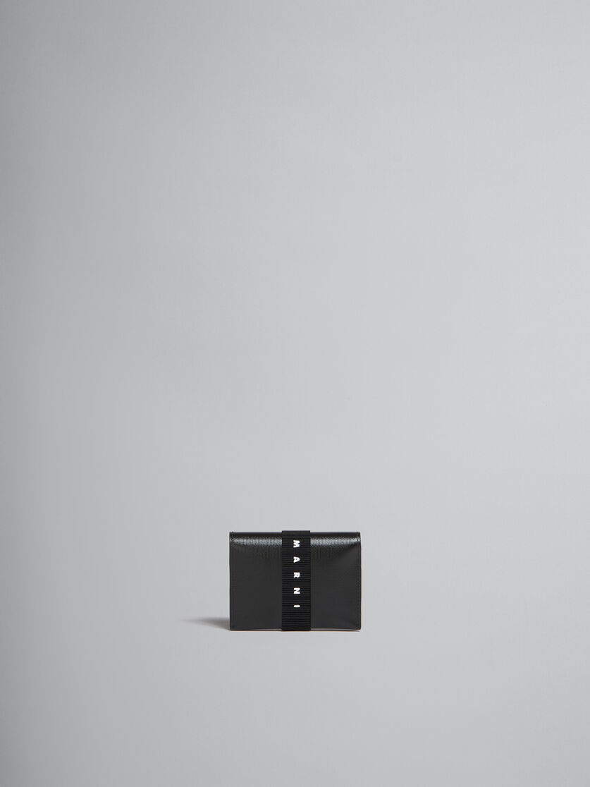 Portacarte bi-fold nero con cinturino logato - Portafogli - Image 1